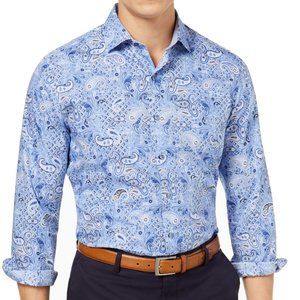 Tasso Elba Mens Paisley-Print Button Down Shirt